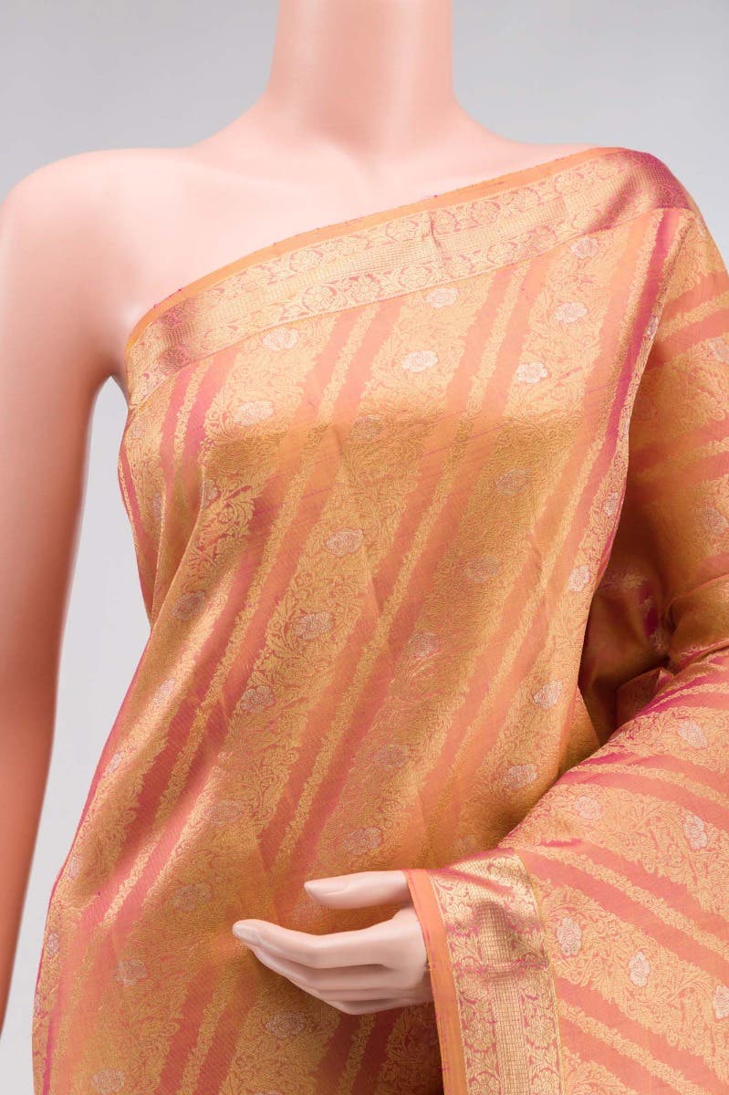 Rohini-Light Pink with Yellow Dual Tone Kanchipuram Silk Saree