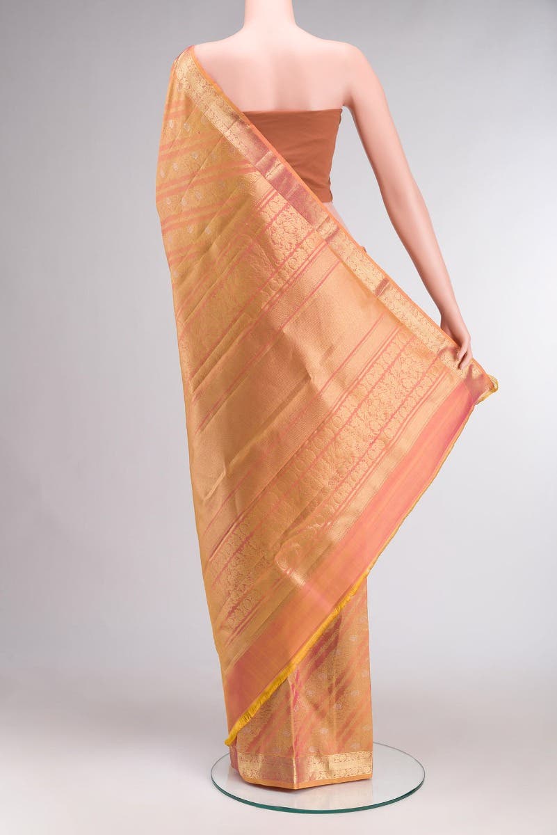 Rohini-Light Pink with Yellow Dual Tone Kanchipuram Silk Saree
