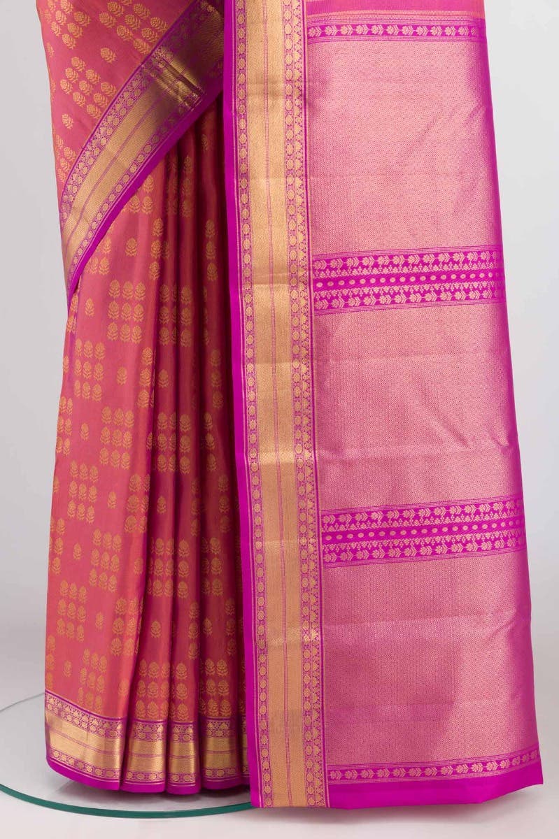 Kanaka-Pink with Orange Dual Tone Kanchipuram Silk Saree
