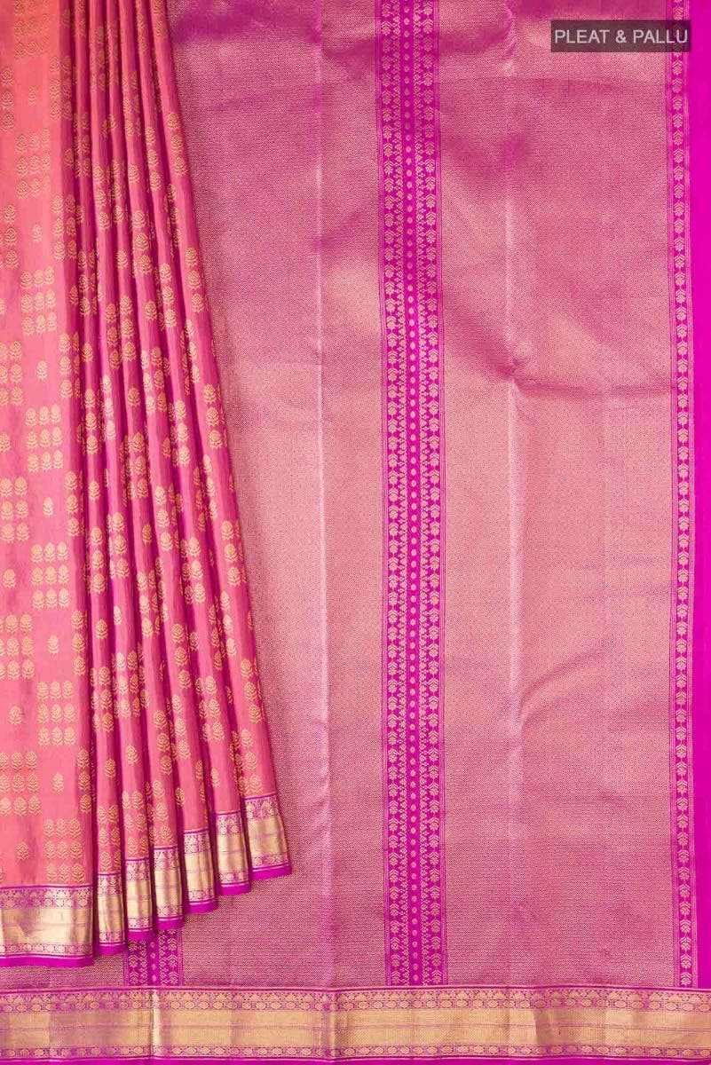 Kanaka-Pink with Orange Dual Tone Kanchipuram Silk Saree
