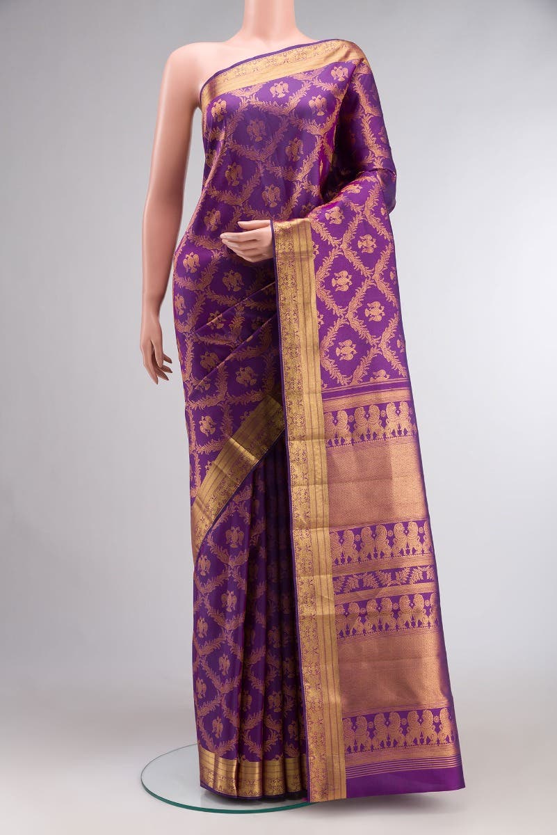 Veeravali-Purple Kanchipuram Silk Saree