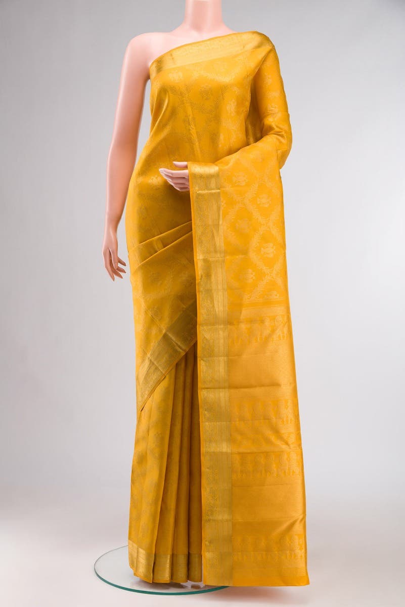 Veeravali-Yellow Kanchipuram Silk Saree