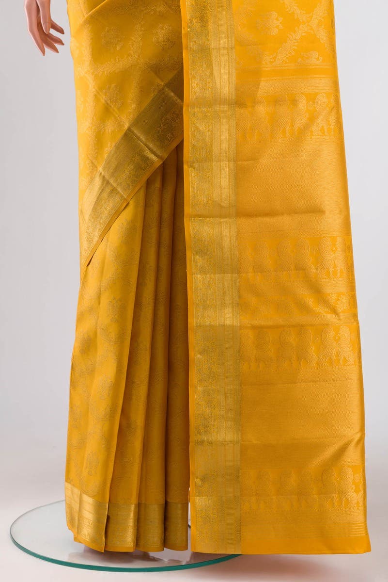 Veeravali-Yellow Kanchipuram Silk Saree