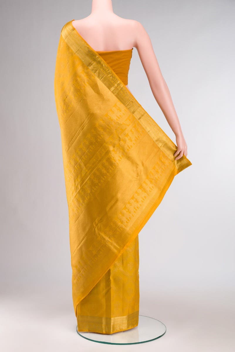 Veeravali-Yellow Kanchipuram Silk Saree