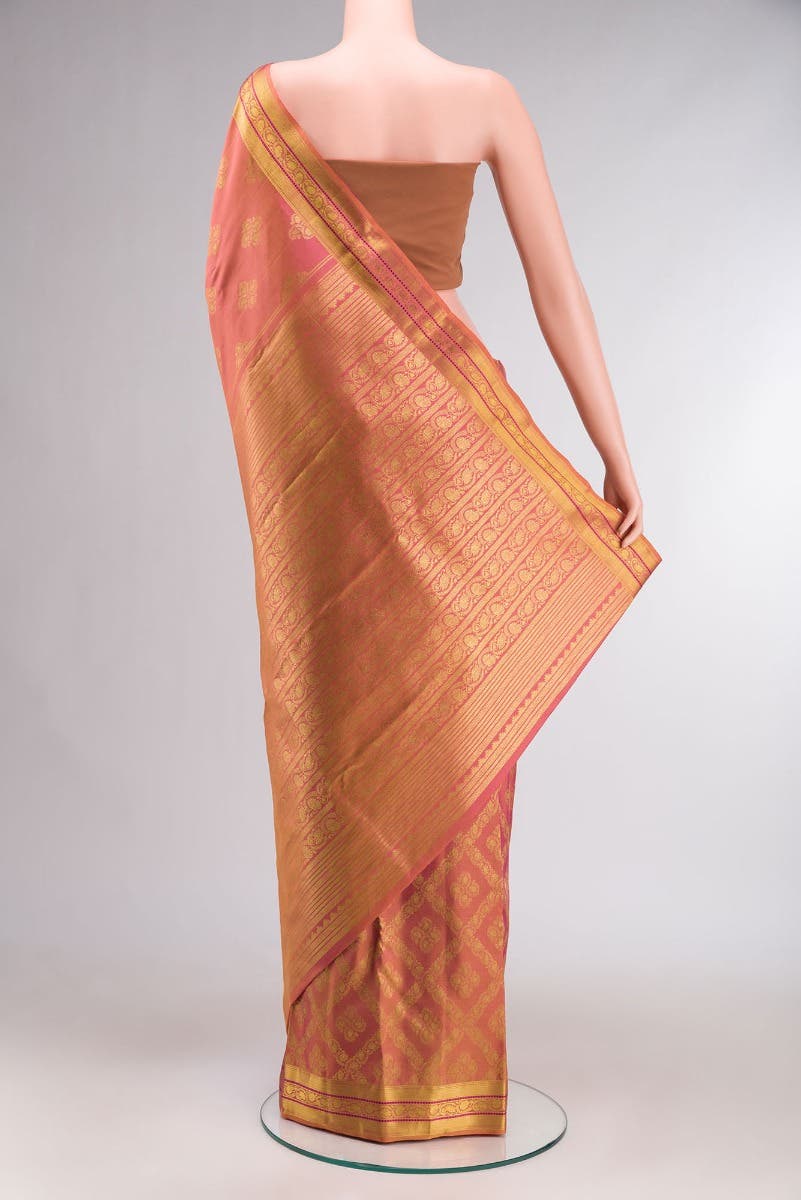 Thamarai-Orange with Pink Dual Tone Kanchipuram Silk Saree