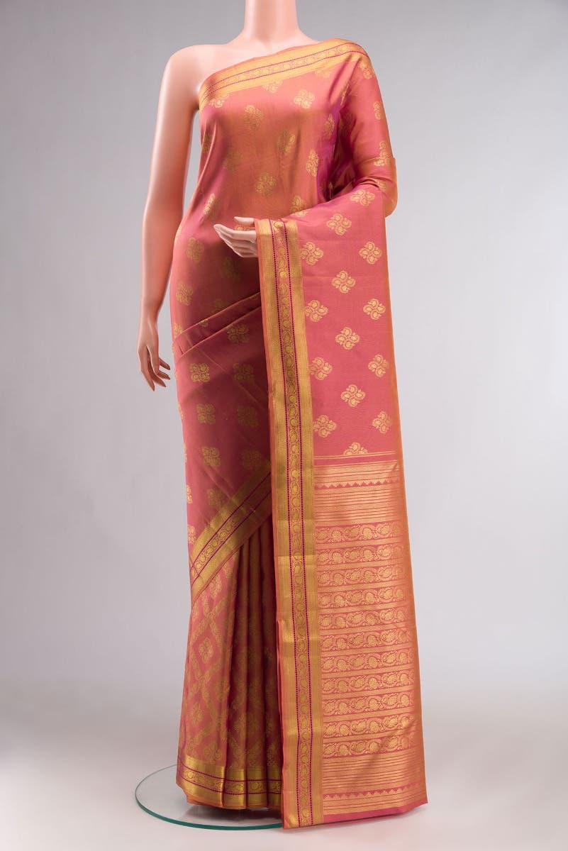 Thamarai-Orange with Pink Dual Tone Kanchipuram Silk Saree