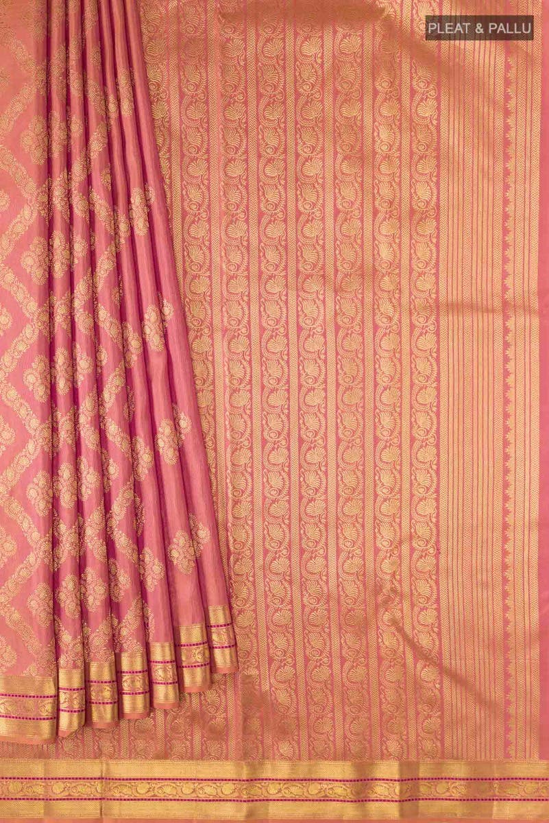 Thamarai-Orange with Pink Dual Tone Kanchipuram Silk Saree