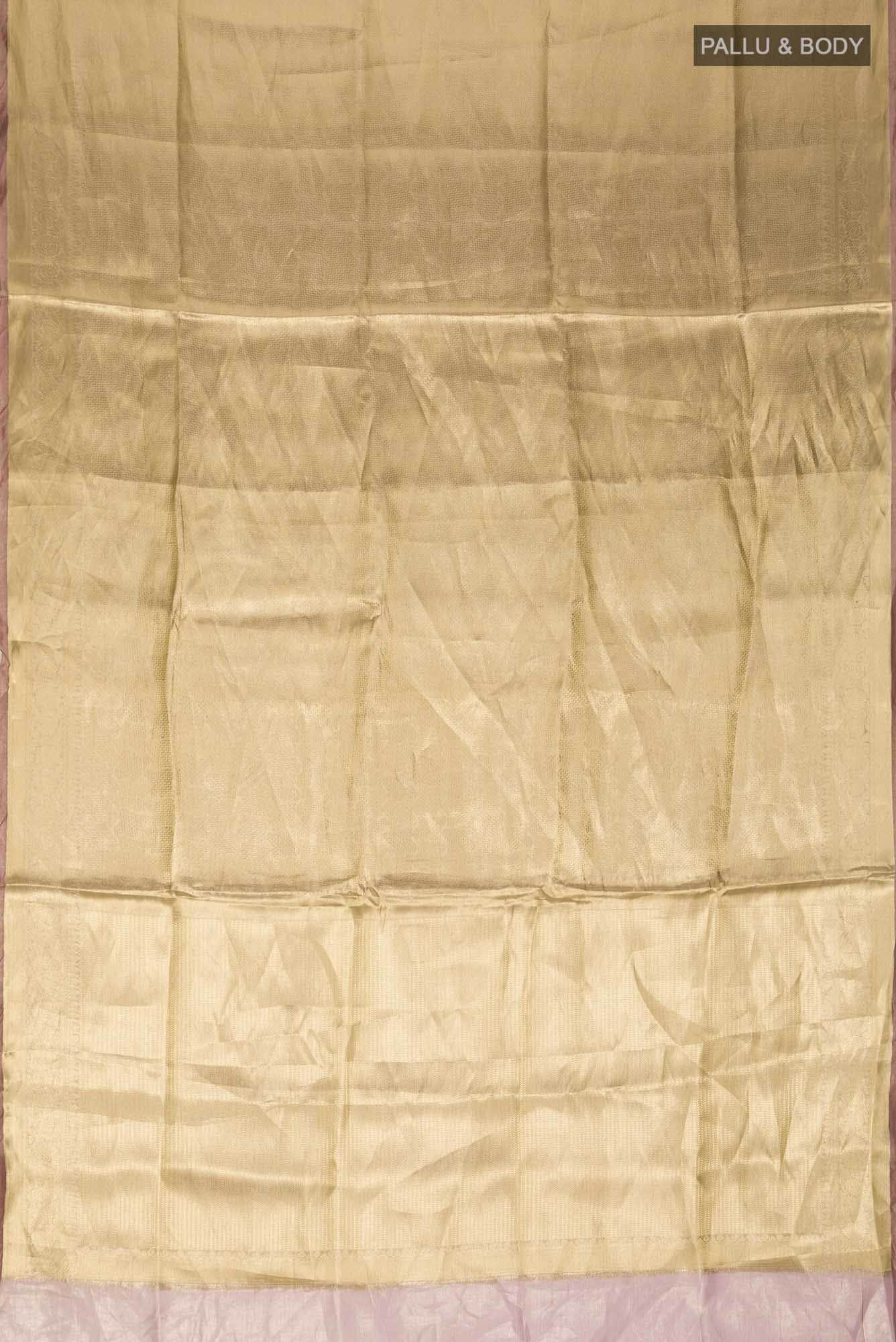 Gold with Copper Dual Tone Banarasi Brocade Tissue Silk Saree