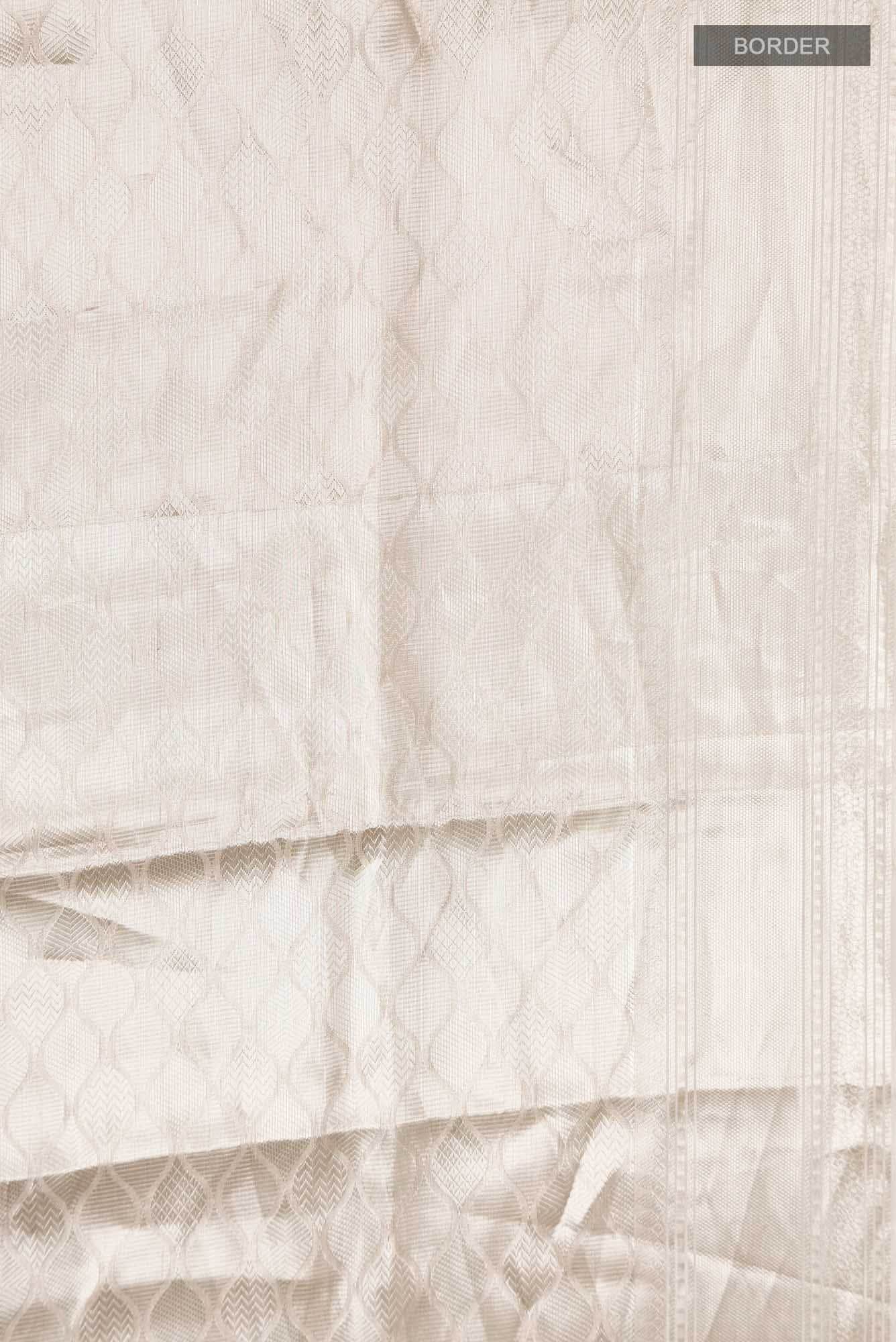 Cream with Gold Dual Tone Banarasi Brocade Tissue Silk Saree