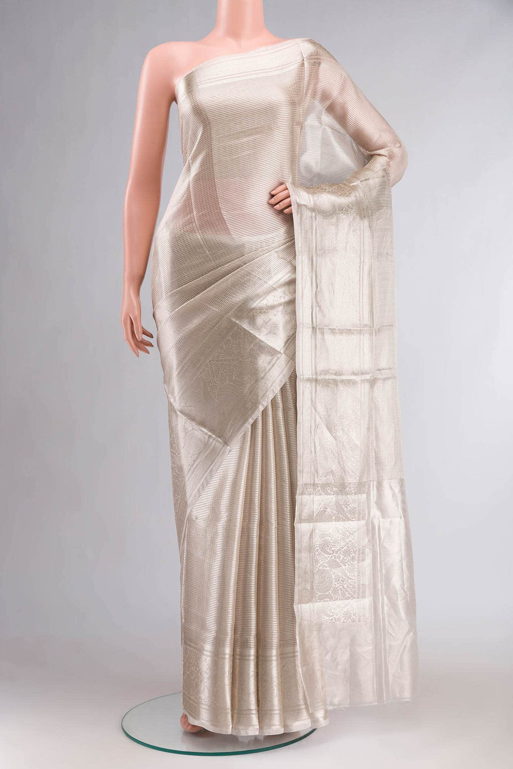 Baige with Gold Dual Tone Banarasi Brocade Tissue Silk Saree