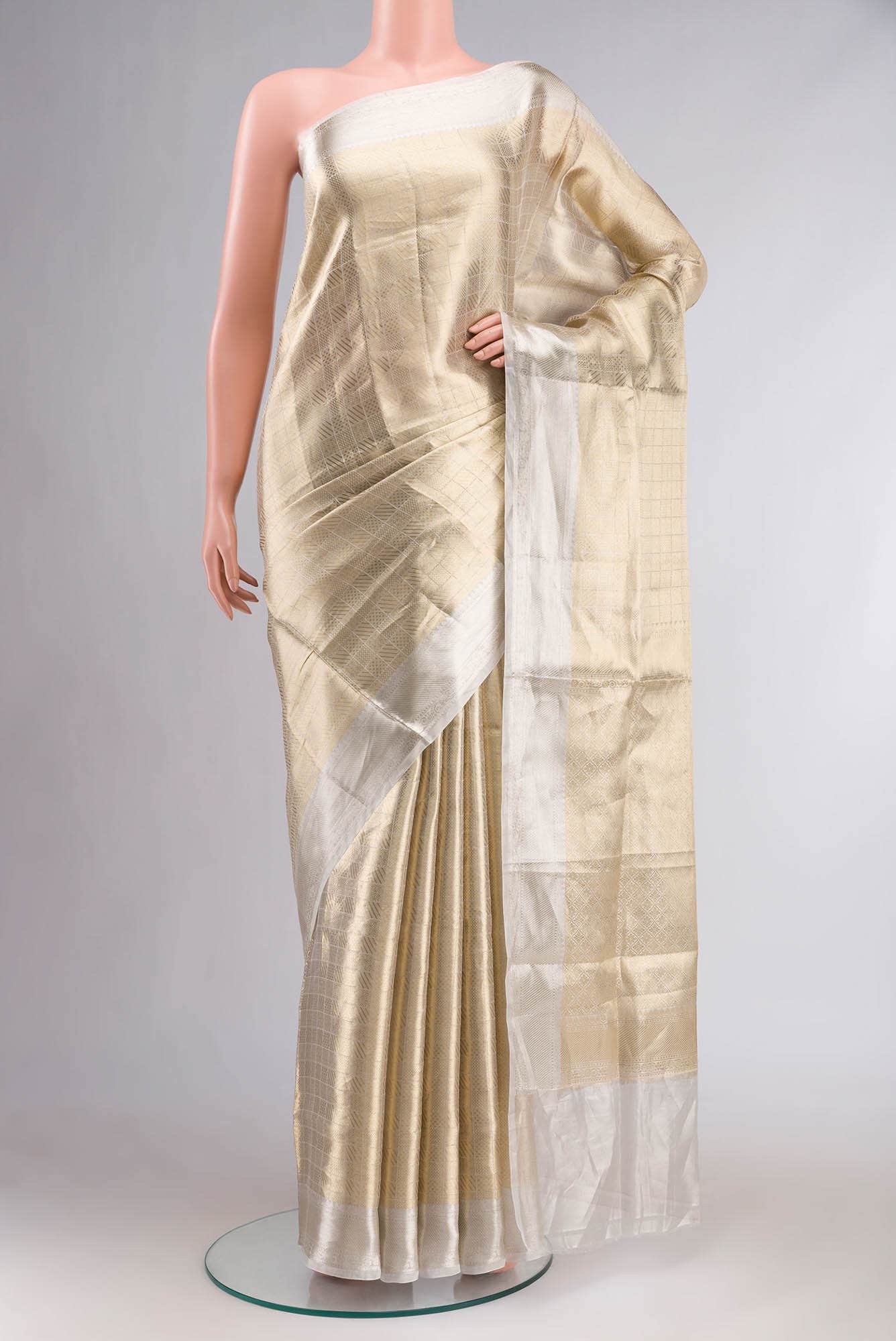 Gold Banarasi Brocade Tissue Silk Saree