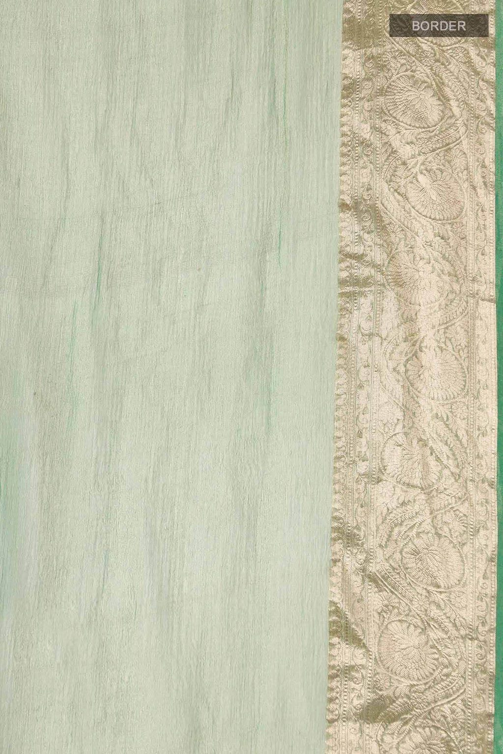 Green with Gold Dual Tone Banarasi Crushed Tissue Silk Saree