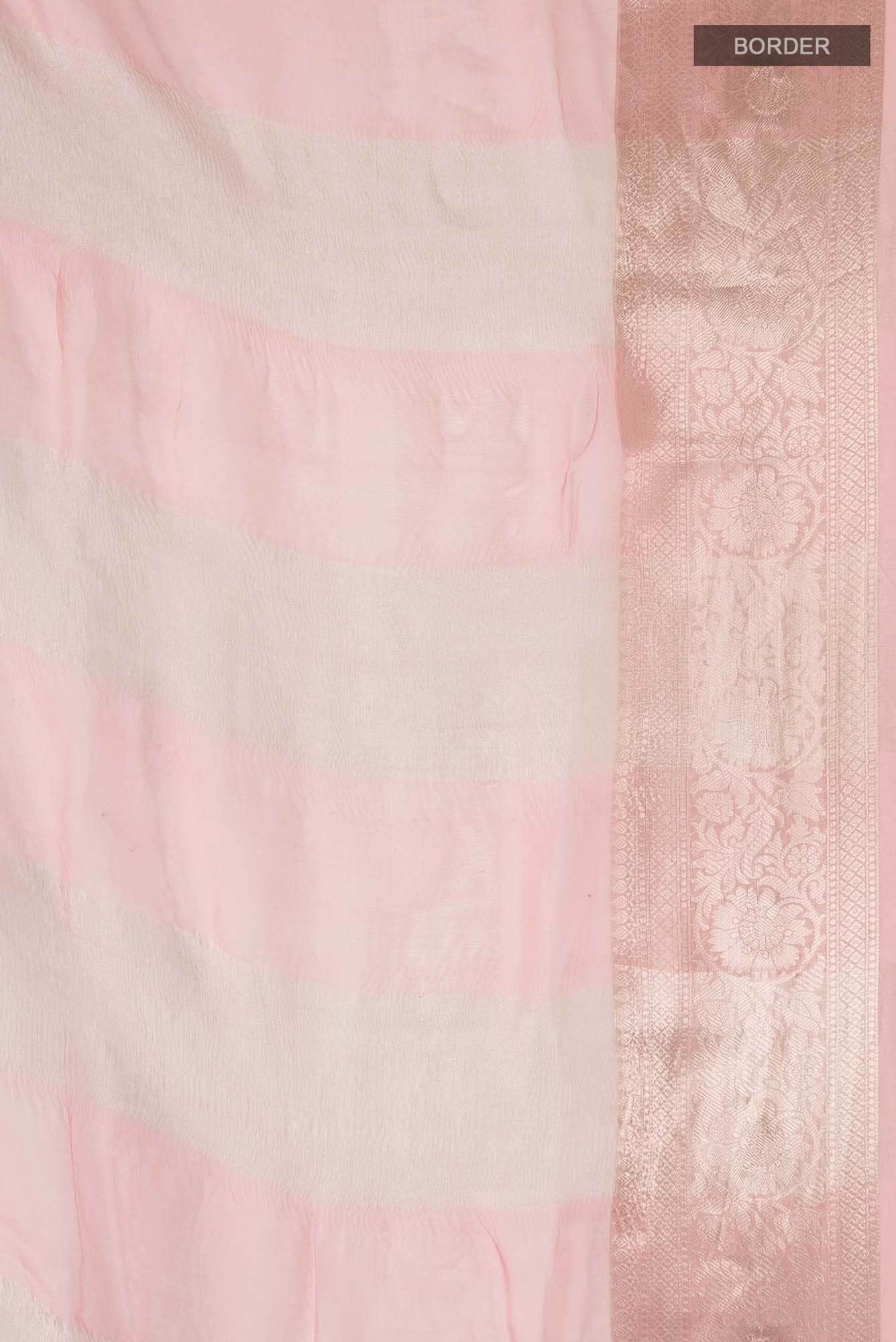 Pink Dual Tone Banarasi Crushed Tissue Silk Saree