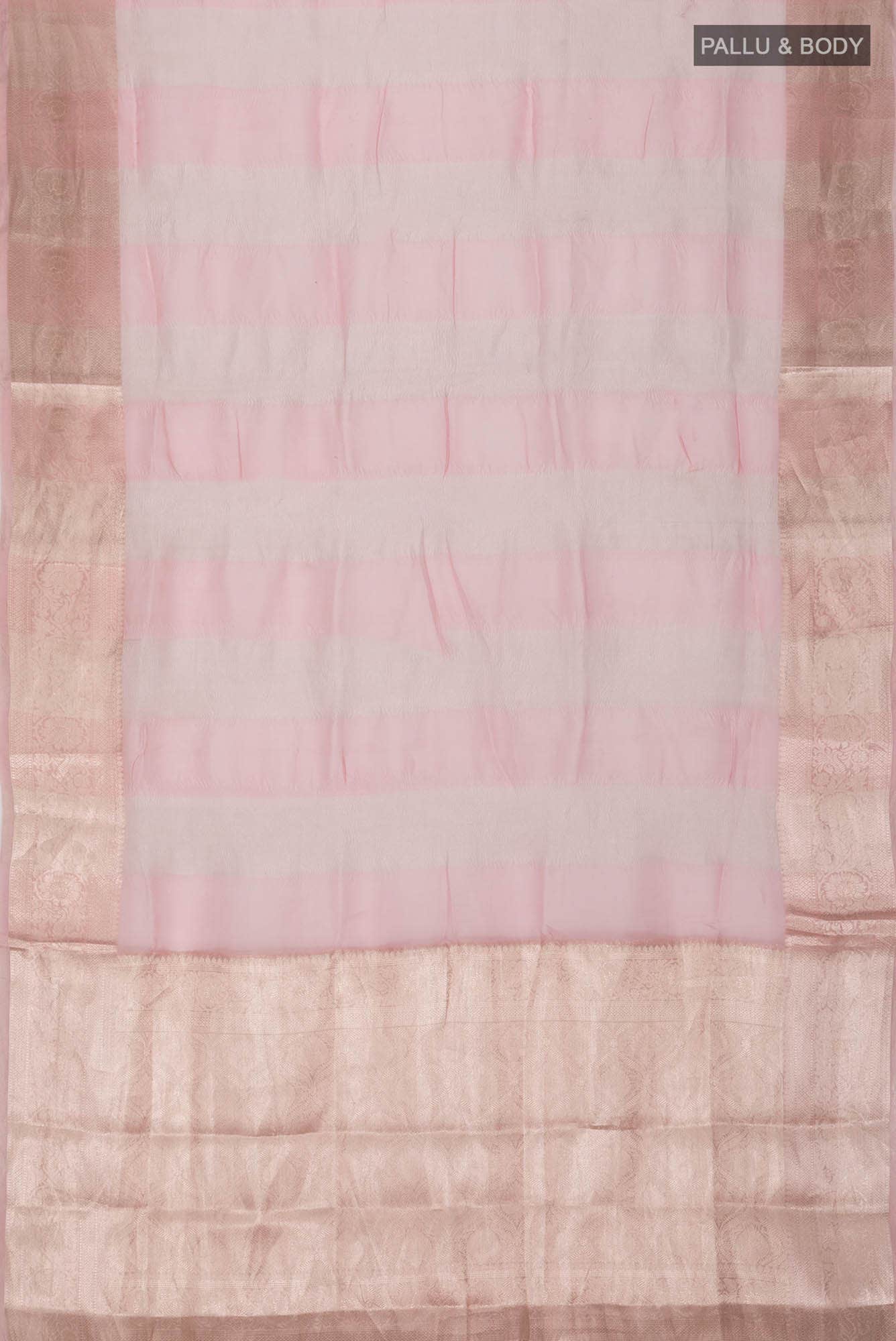 Pink Dual Tone Banarasi Crushed Tissue Silk Saree