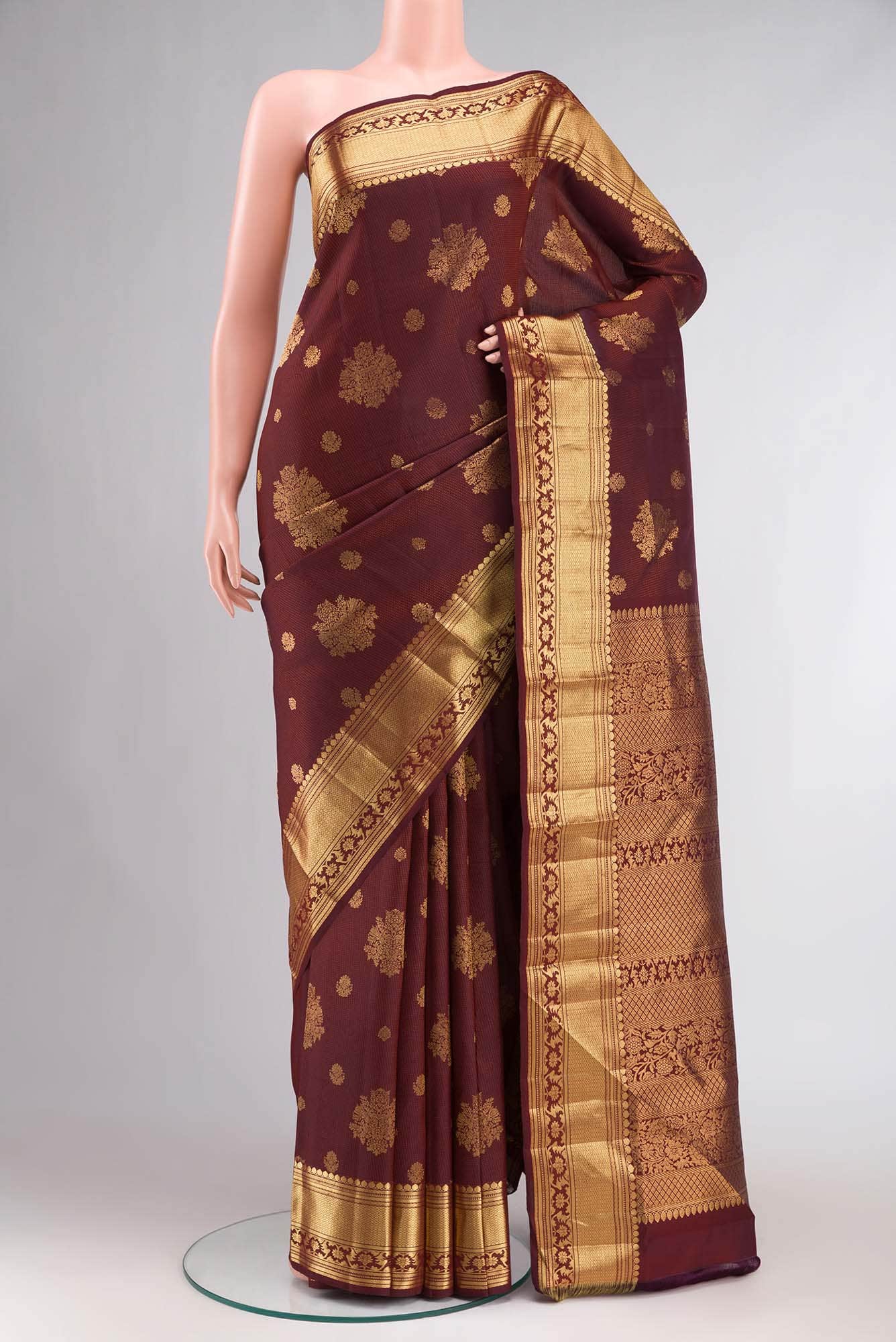 Kavini-Maroon Kanchipuram Silk Saree