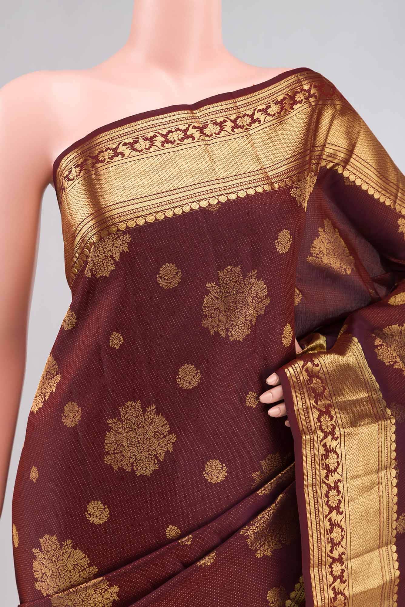 Kavini-Maroon Kanchipuram Silk Saree
