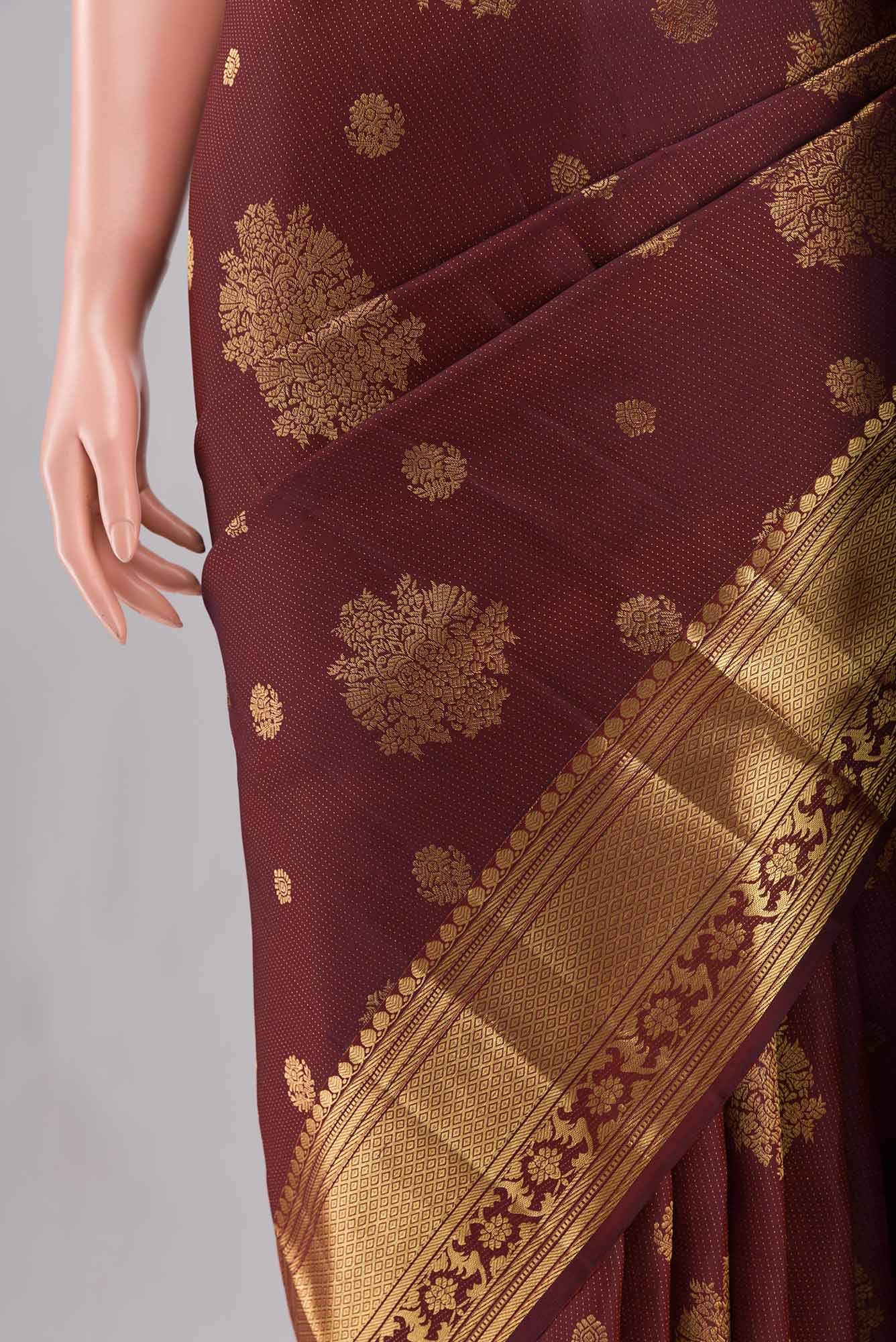 Kavini-Maroon Kanchipuram Silk Saree