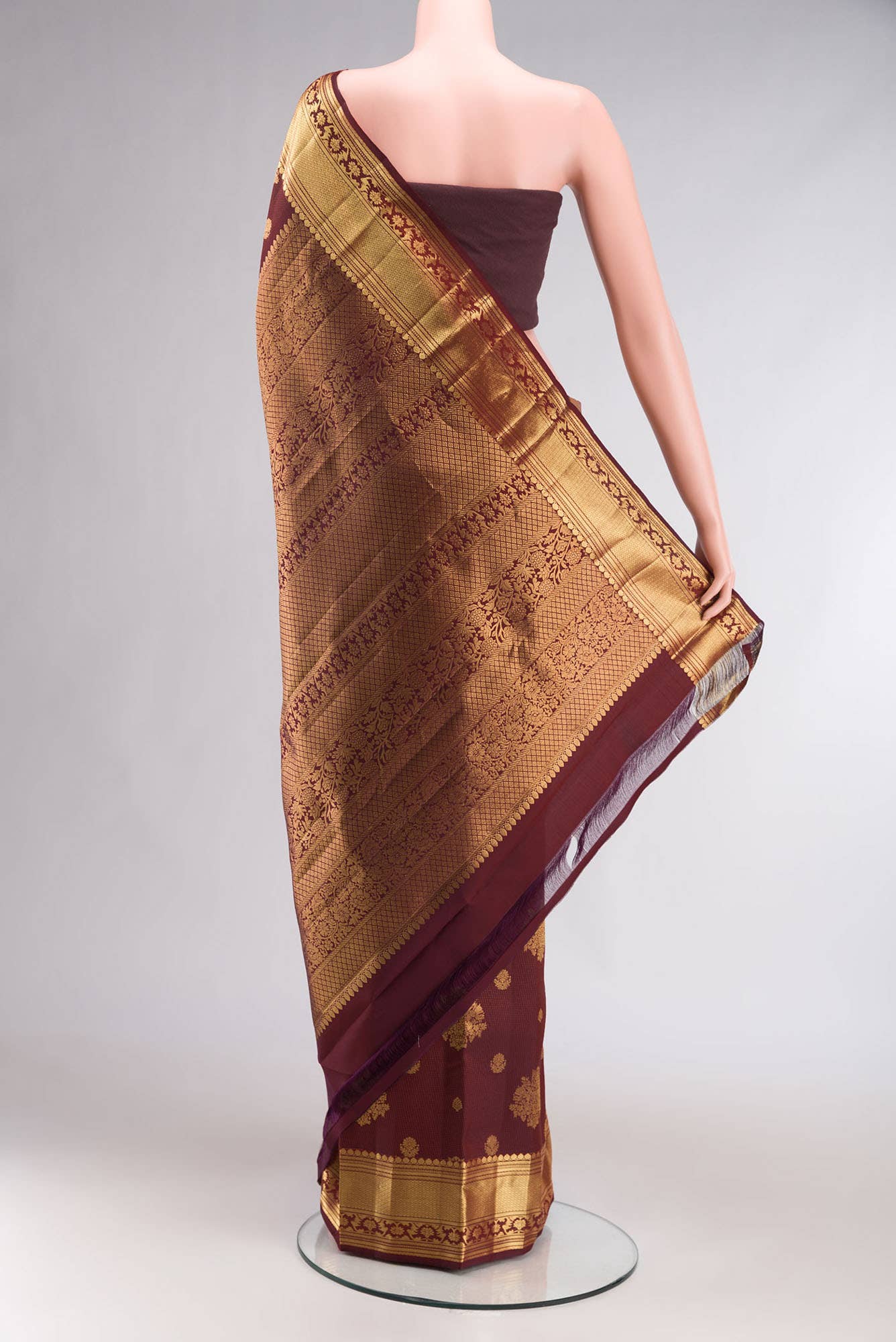 Kavini-Maroon Kanchipuram Silk Saree