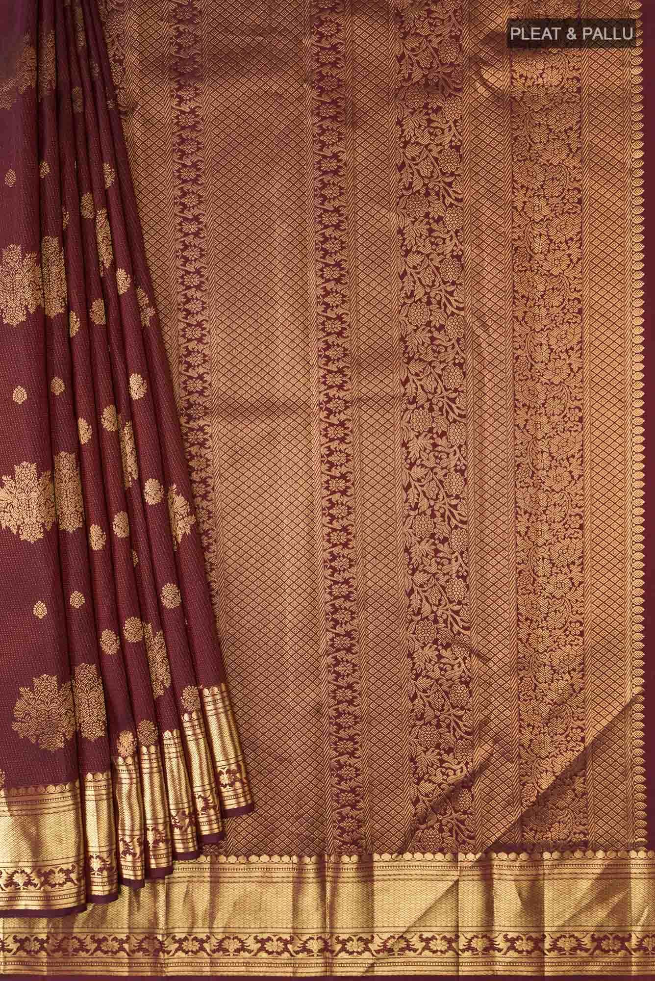 Kavini-Maroon Kanchipuram Silk Saree