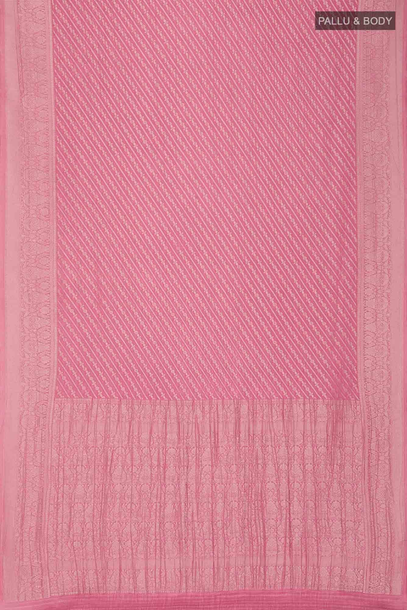 Coral Viscose Crepe Saree with Zari border