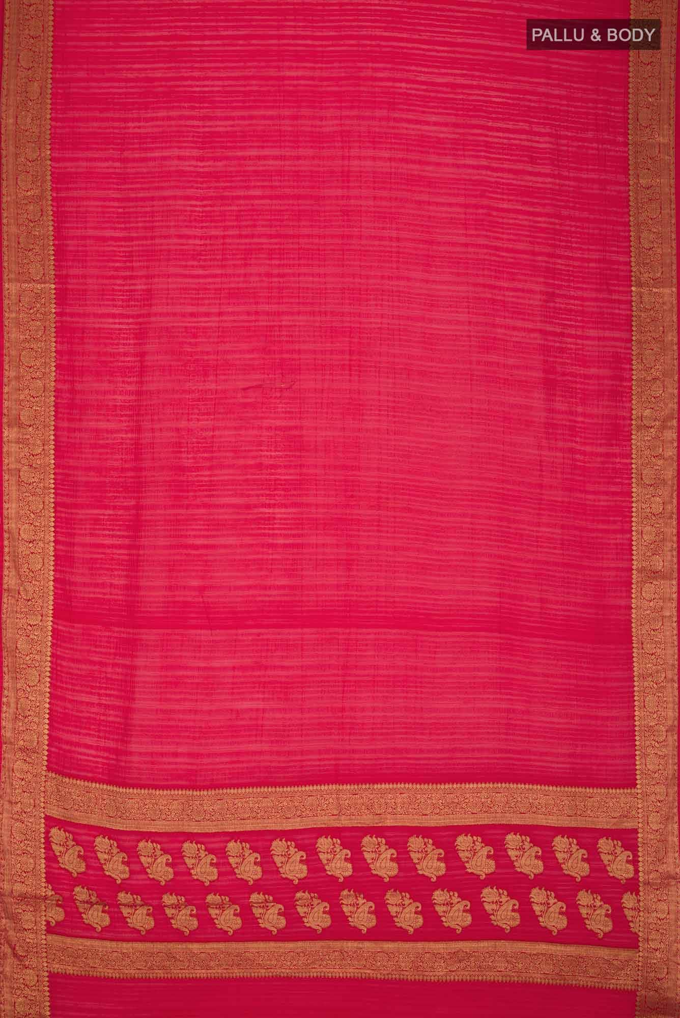 Red Chiffon Saree with zari border