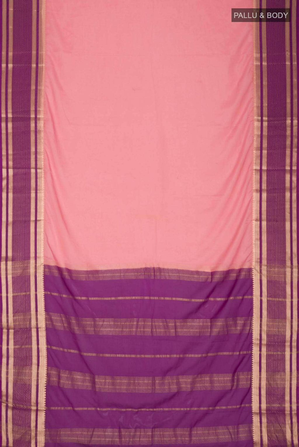 Peach Viscose Crepe Saree with contrast border