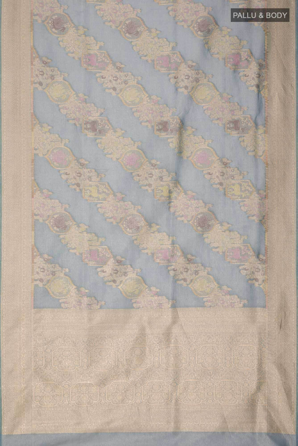 Blue Tissue Silk Saree with zari border