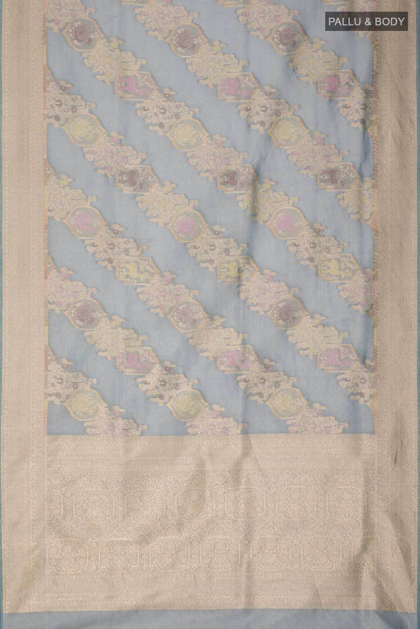 Blue Tissue Silk Saree with zari border