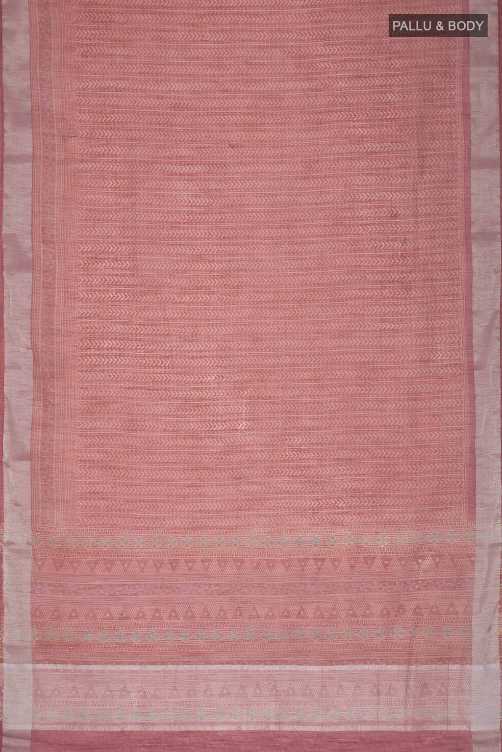 Peach Tussar Silk Saree with zari border