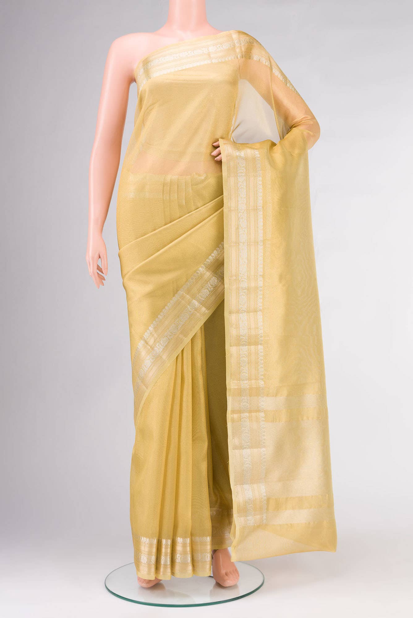 Gold Tissue Silk Saree with Zari border