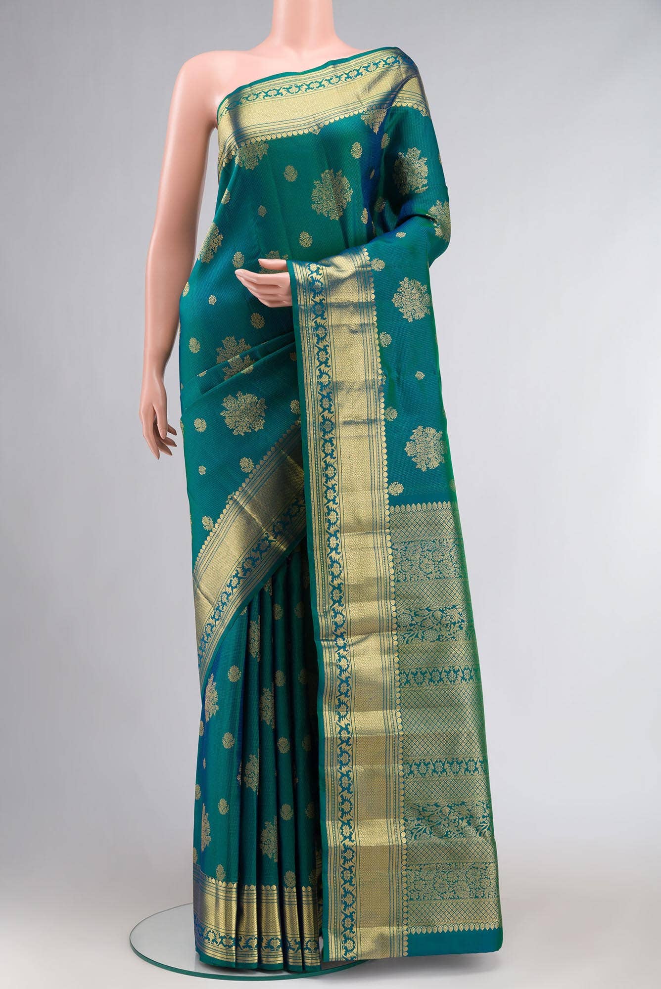 Kavini-Blue with Green Dual Tone Kanchipuram Silk Saree