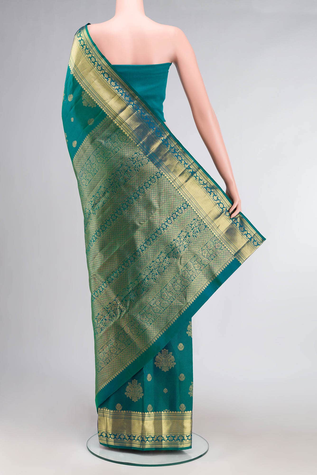 Kavini-Blue with Green Dual Tone Kanchipuram Silk Saree