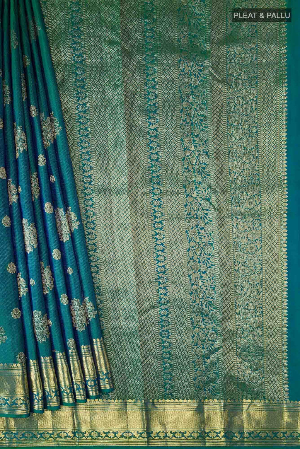 Kavini-Blue with Green Dual Tone Kanchipuram Silk Saree