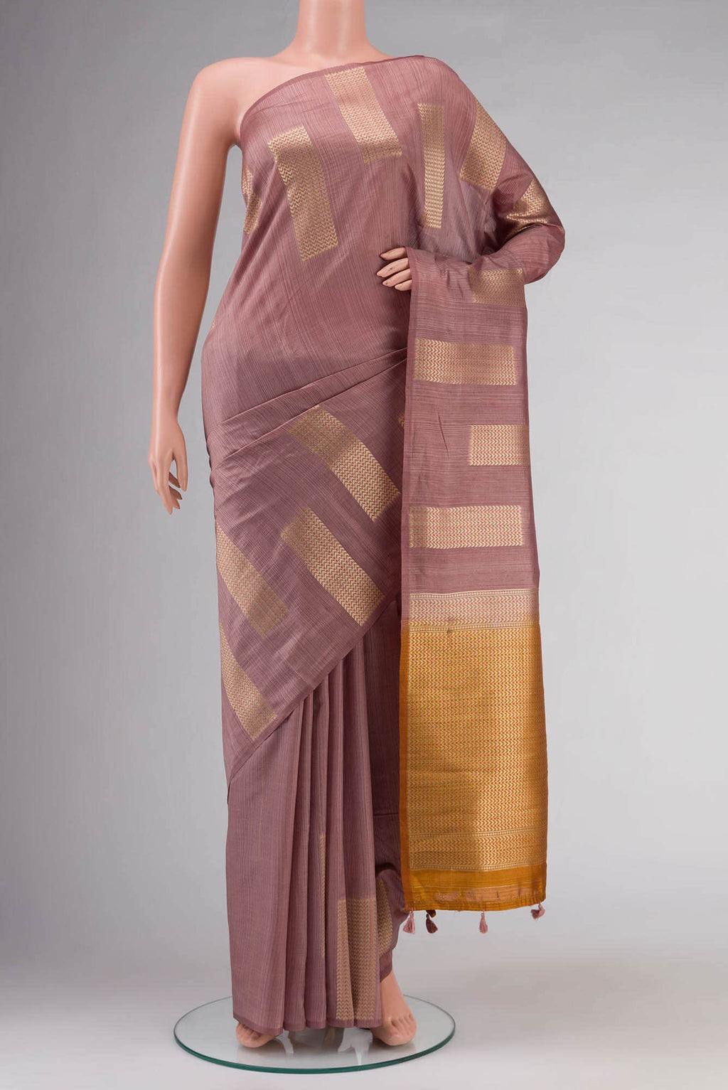 Brown Blended Tussar Silk Saree