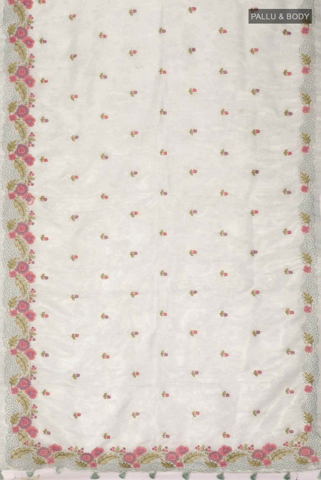 Light Green Embroidery Tissue Saree