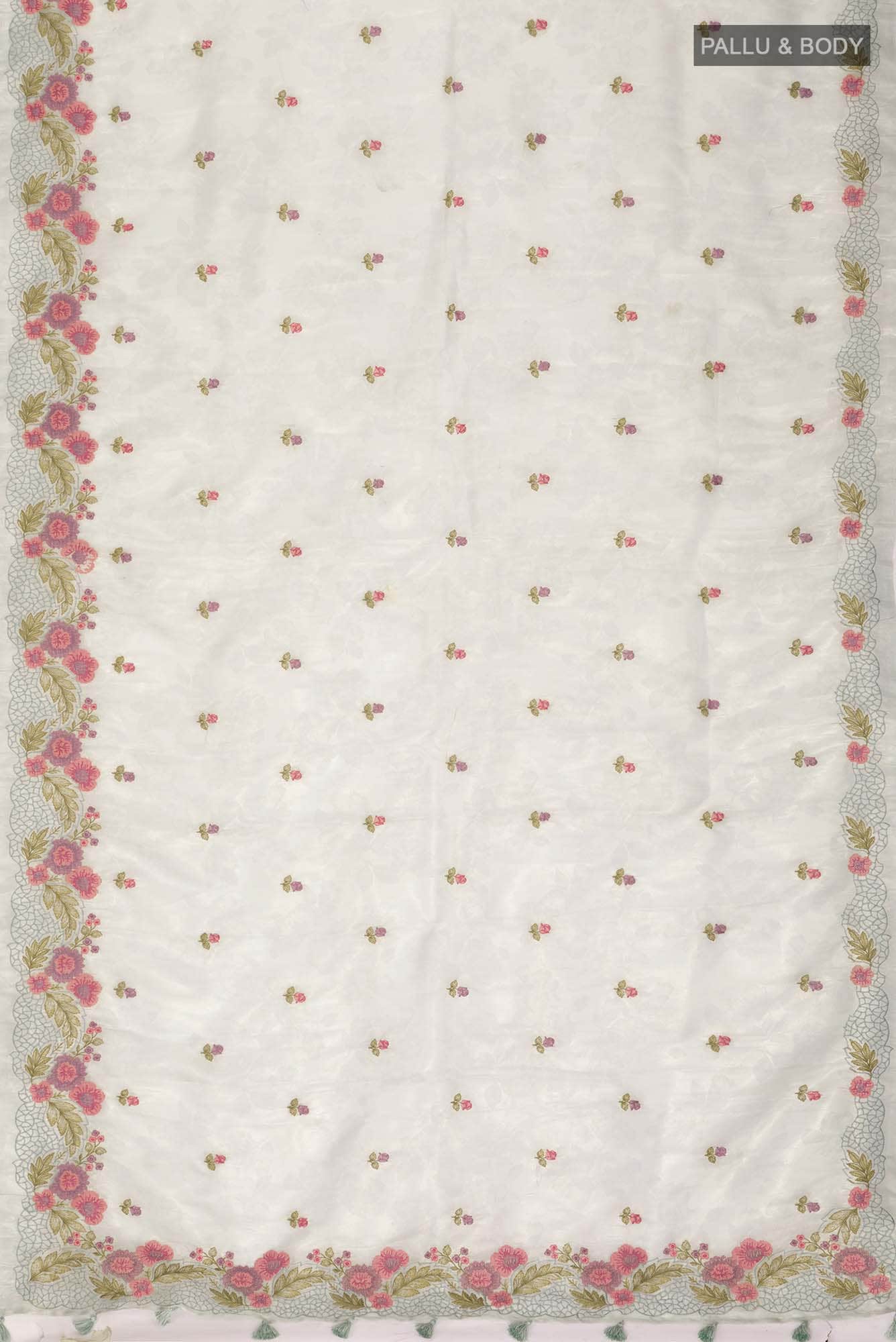 Light Green Embroidery Tissue Saree