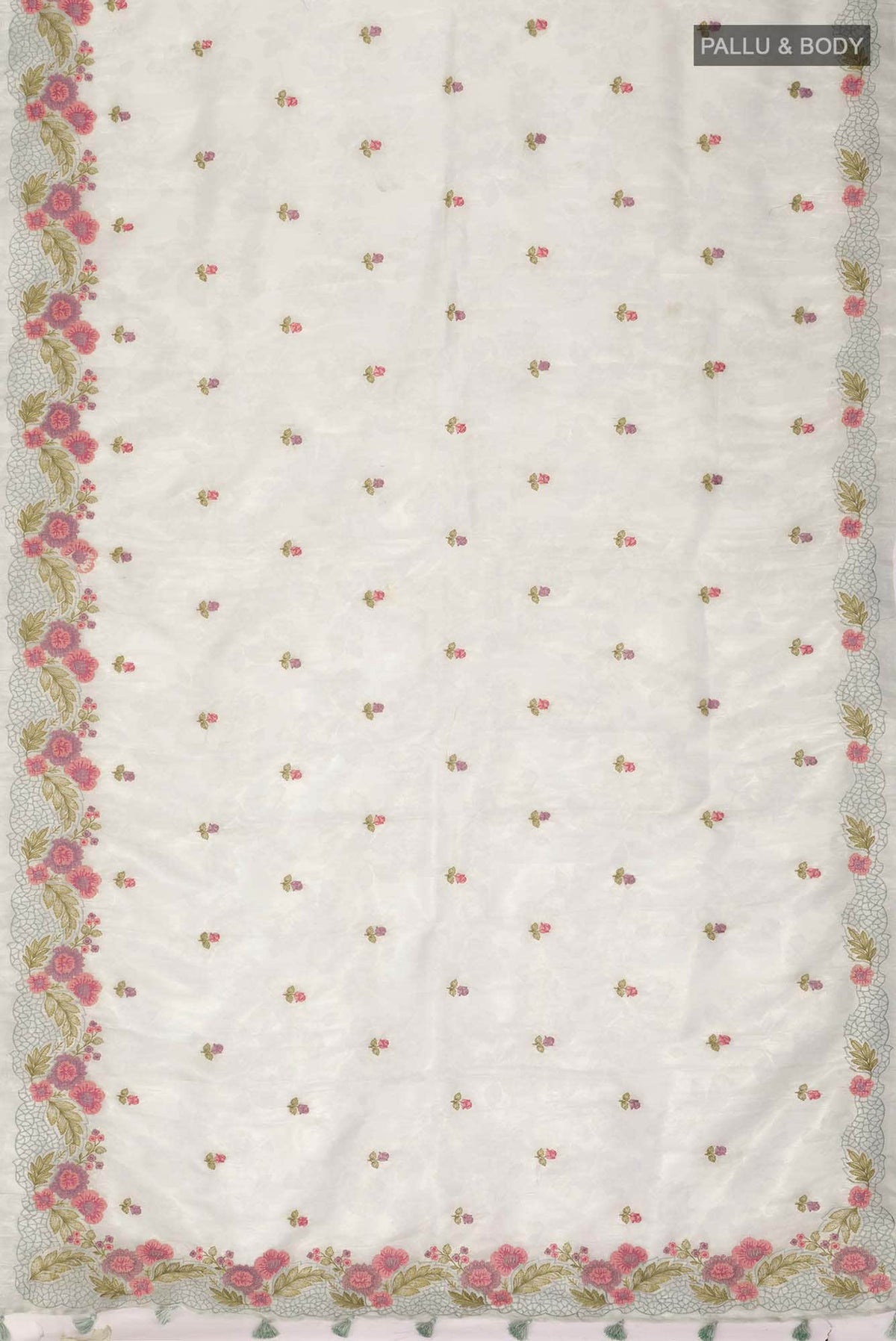 Light Green Embroidery Tissue Saree