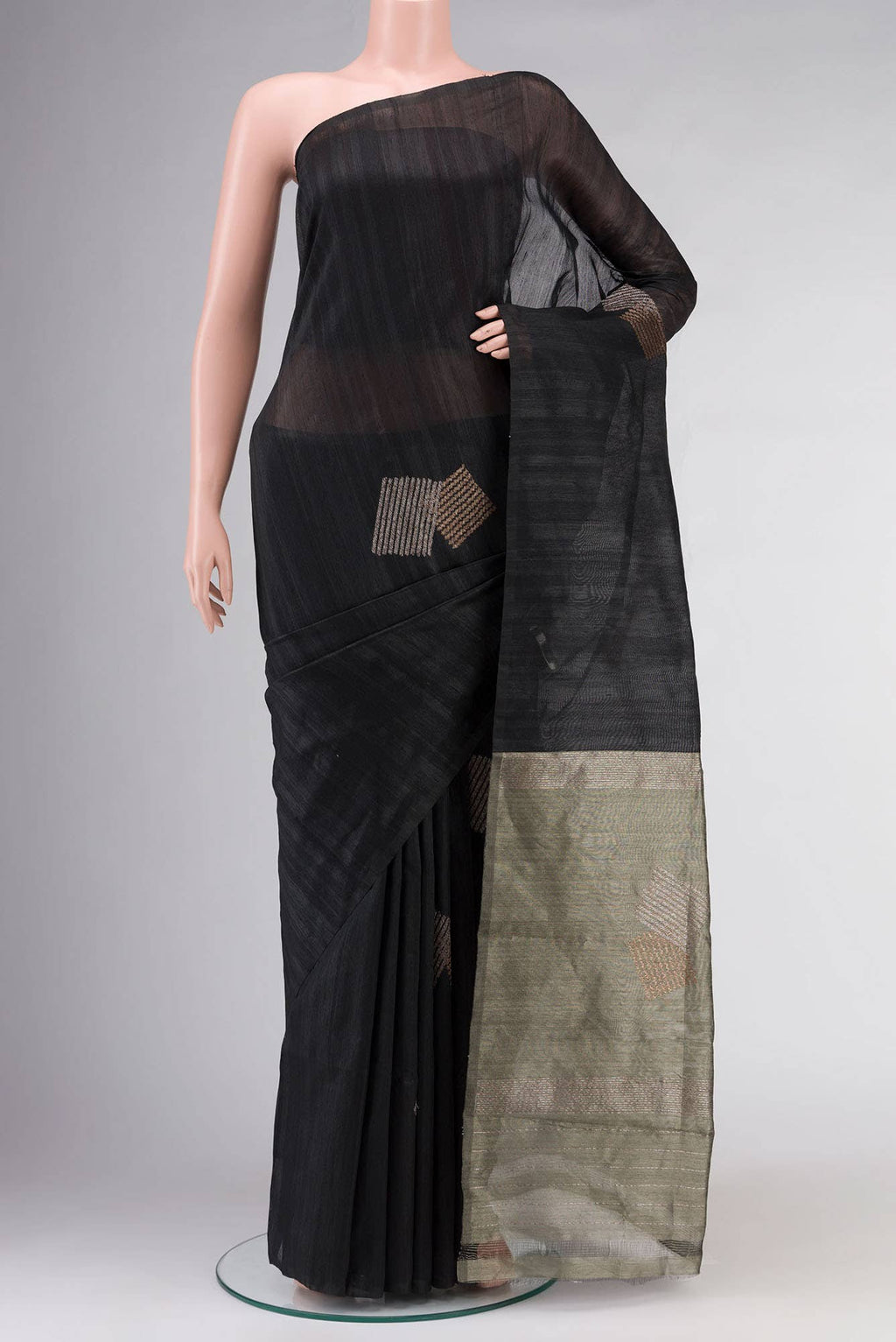 Black Tussar Silk Saree