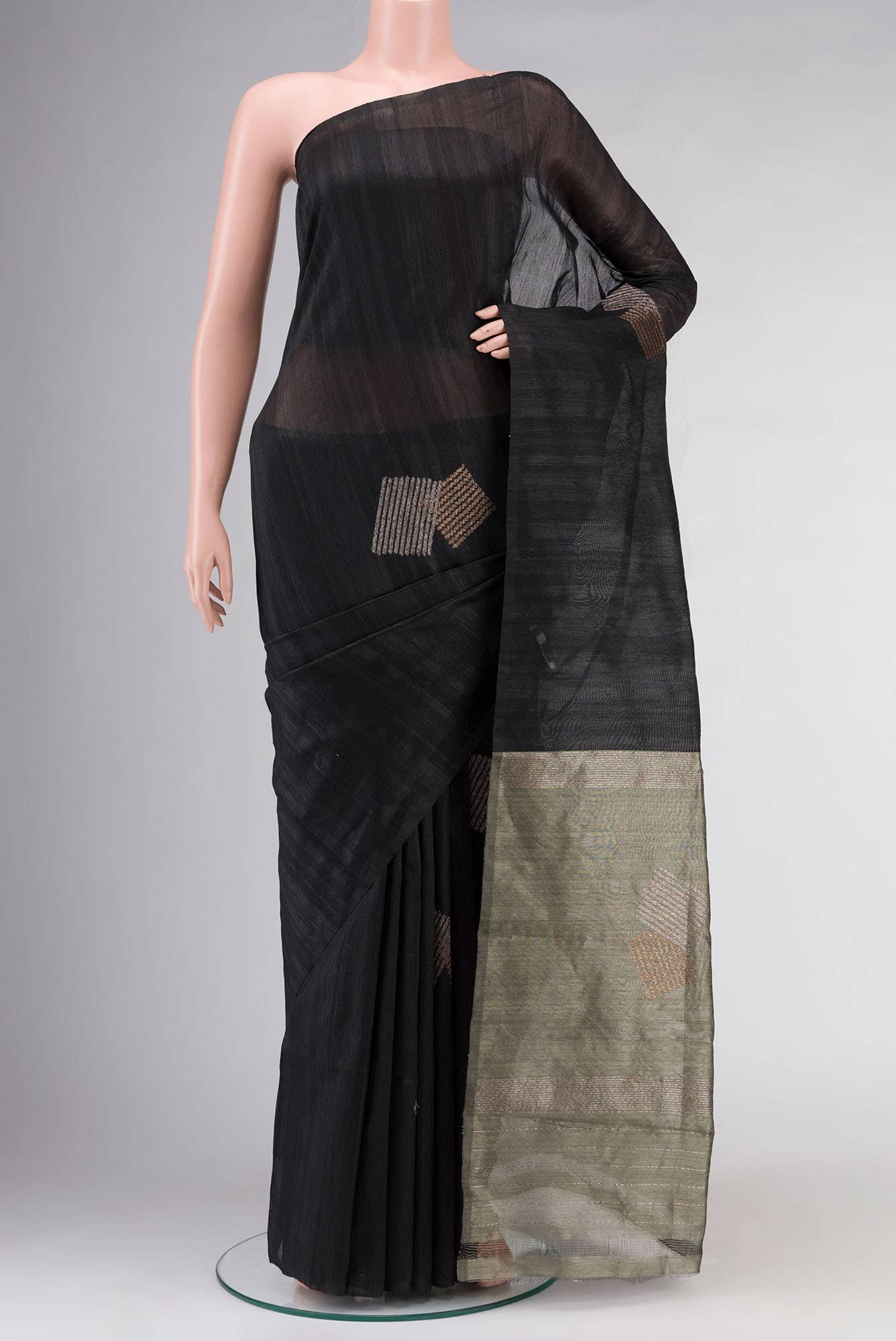 Black Tussar Silk Saree