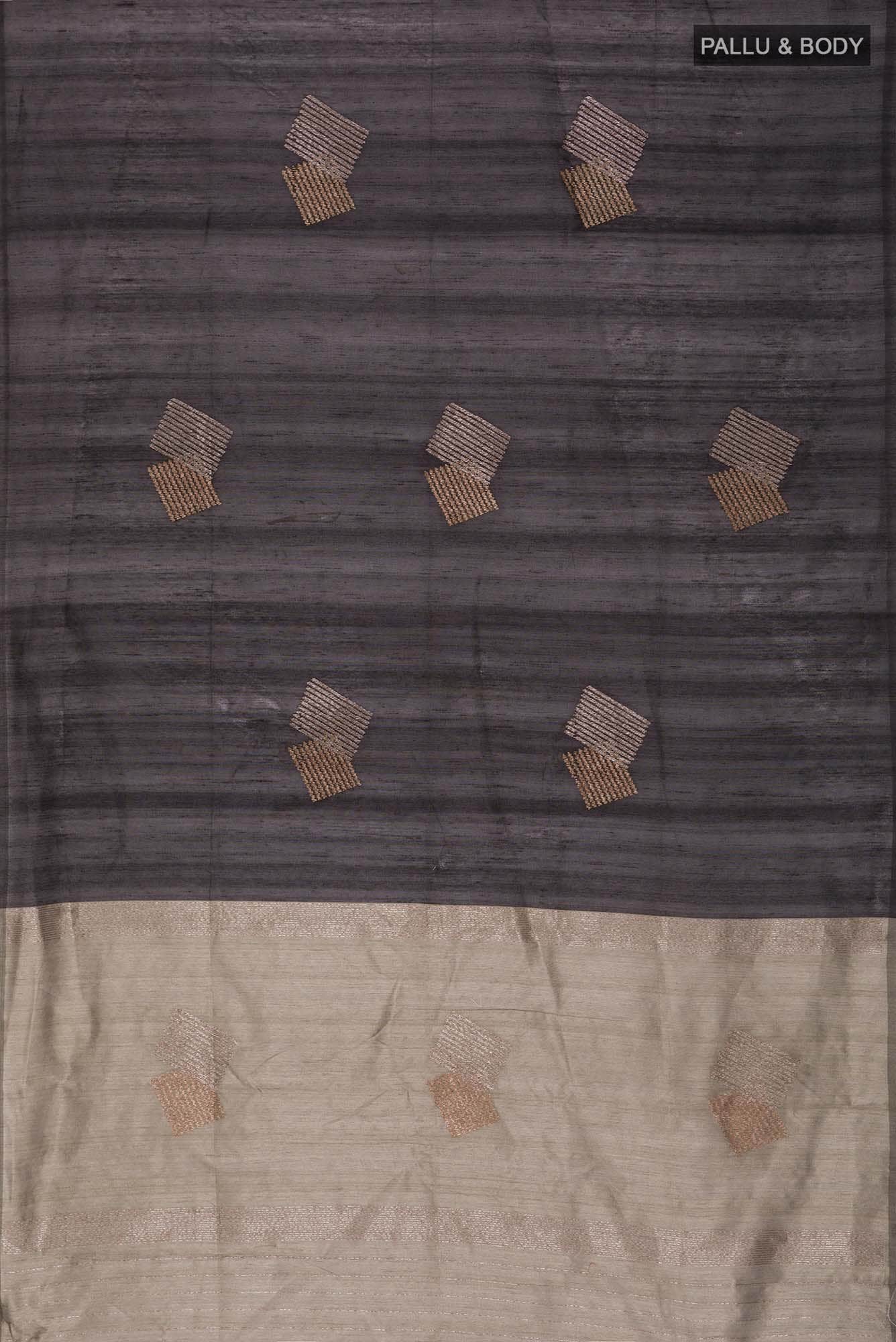 Black Tussar Silk Saree