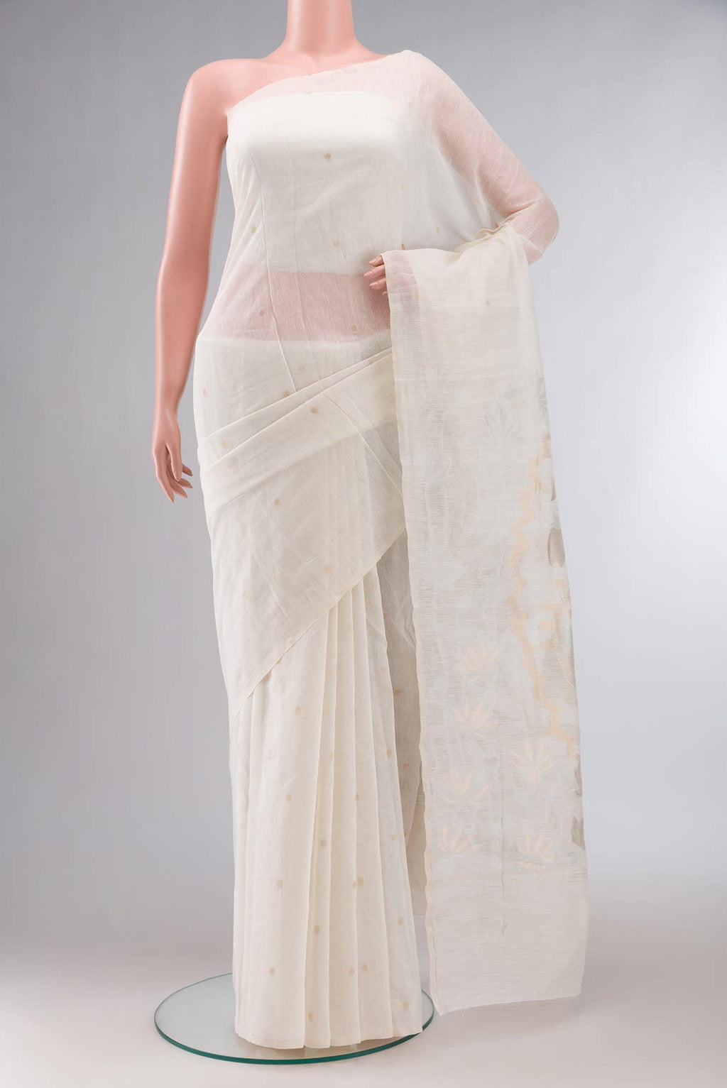 Cream Silk Cotton Saree