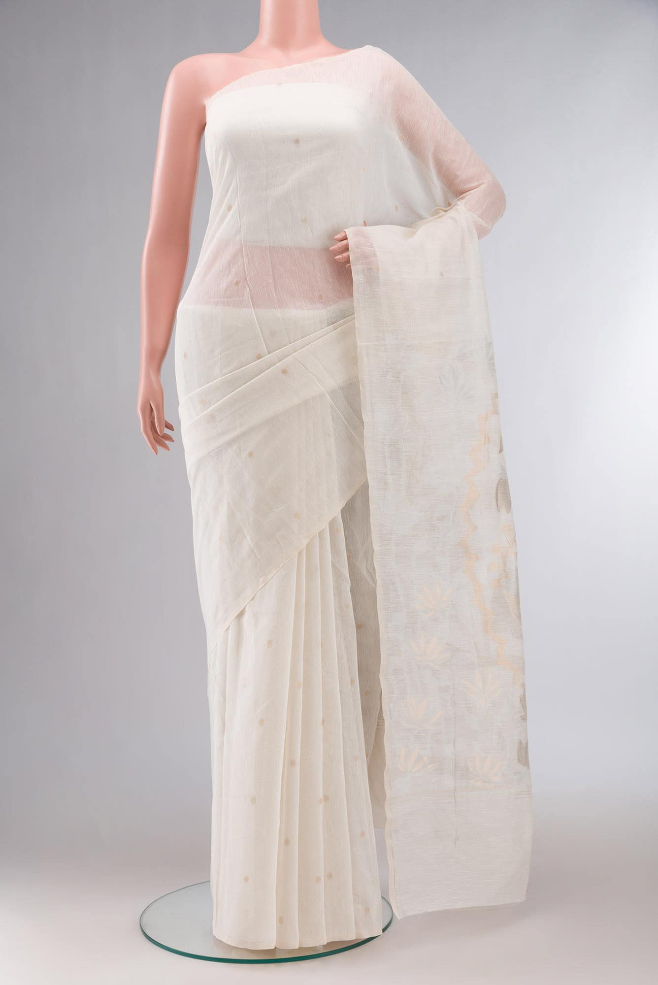 Cream Silk Cotton Saree