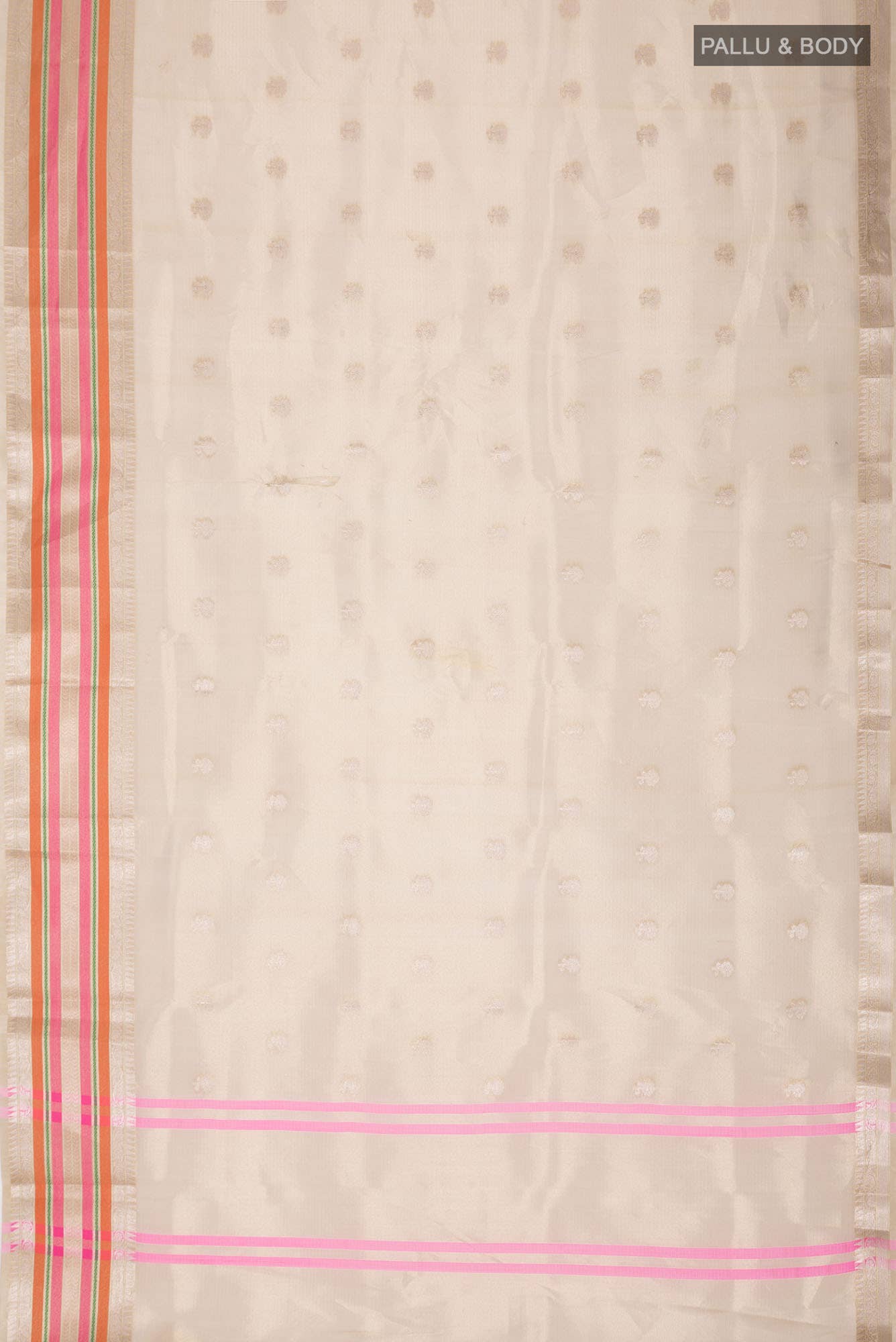 Beige Tissue Silk Saree with contrast zari border