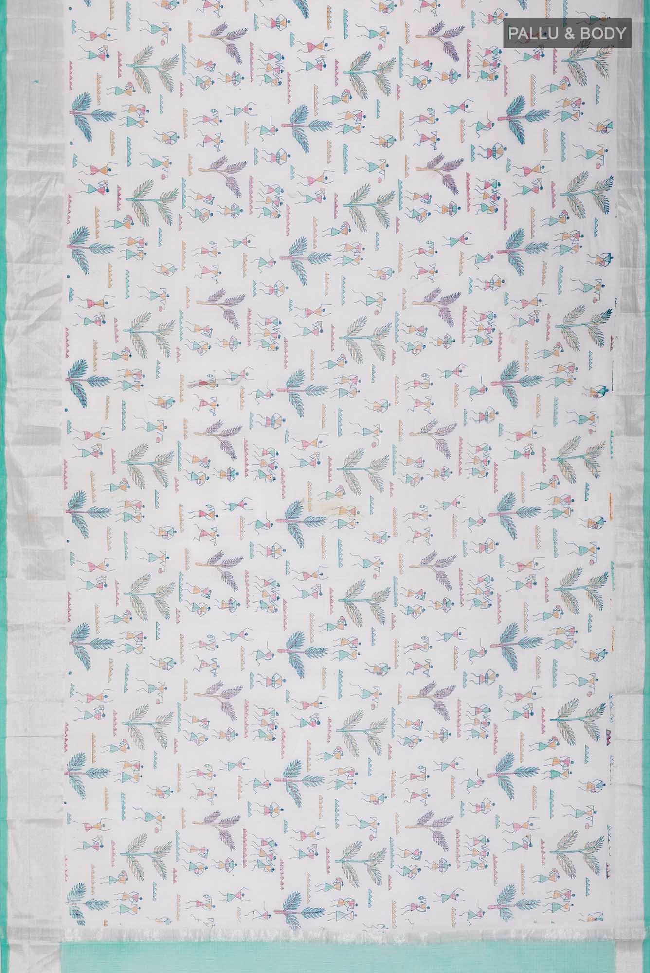 White Kota Cotton Saree with zari border