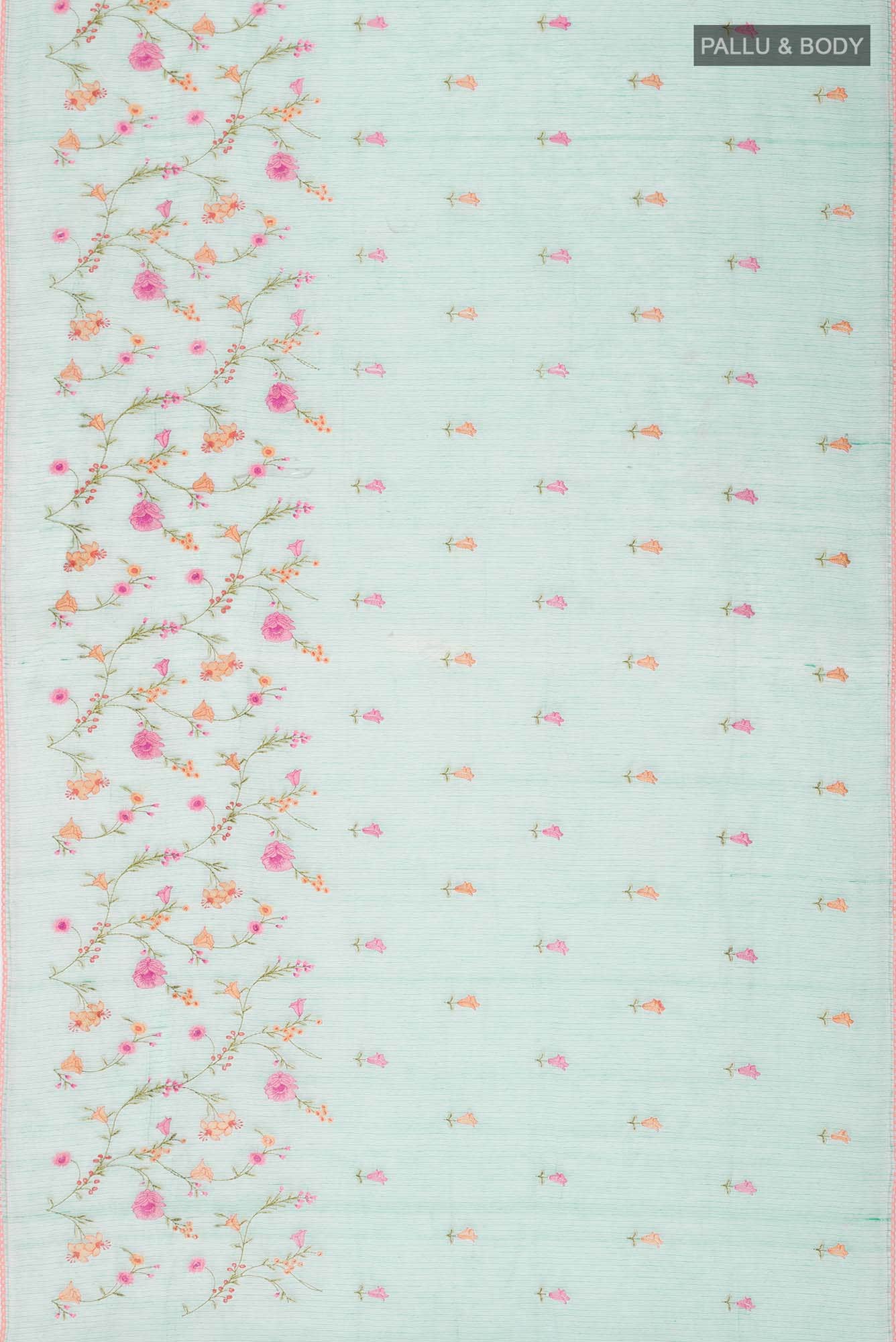Blue Embroidered Kota Cotton Saree
