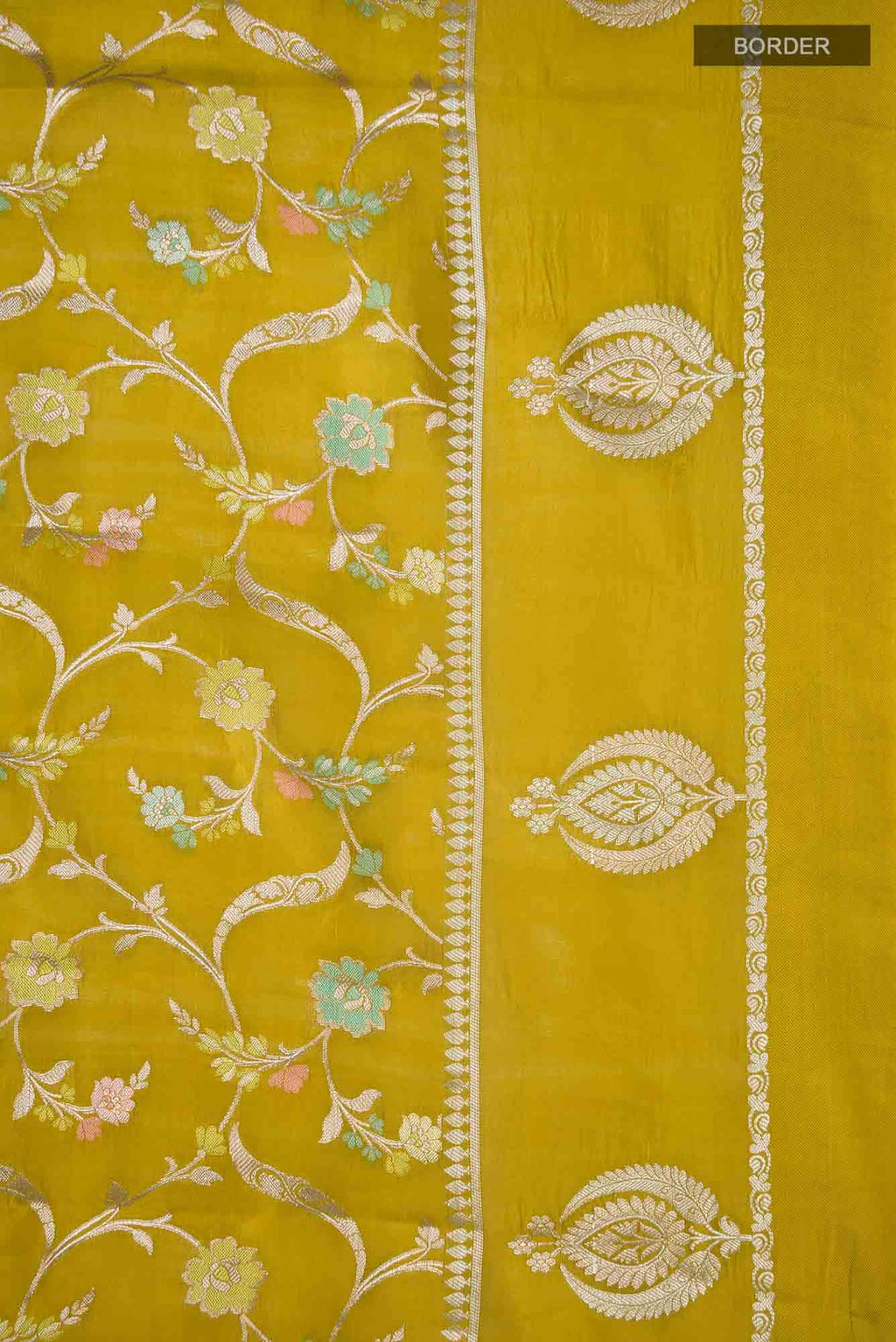 Mustard Banarasi Raw Silk Saree