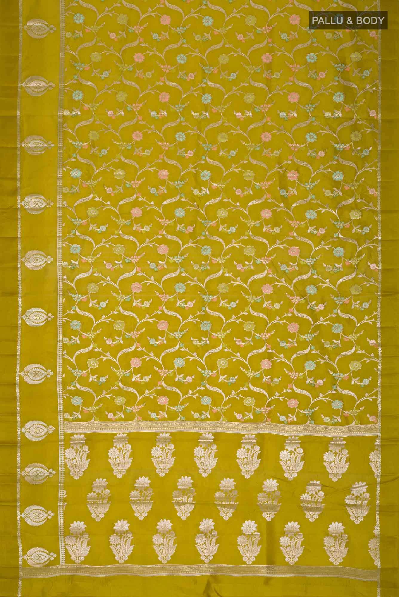 Mustard Banarasi Raw Silk Saree