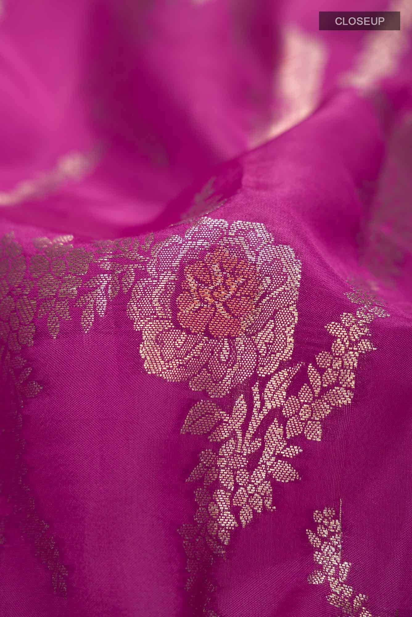 Pink Banarasi Raw Silk Saree with zari border