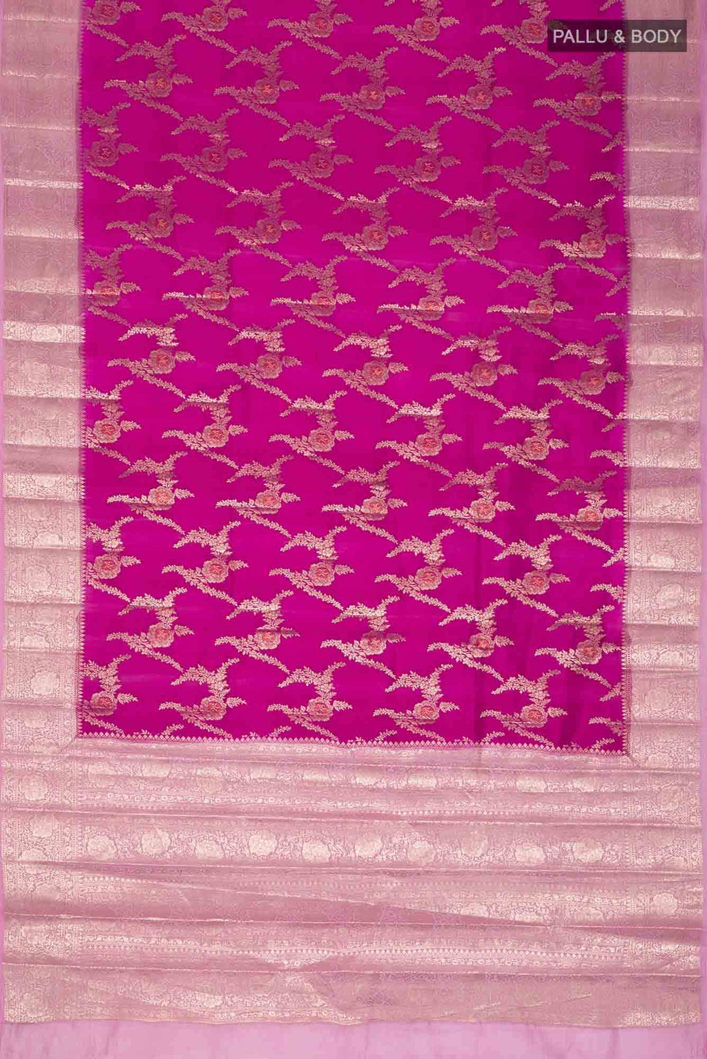 Pink Banarasi Raw Silk Saree with zari border