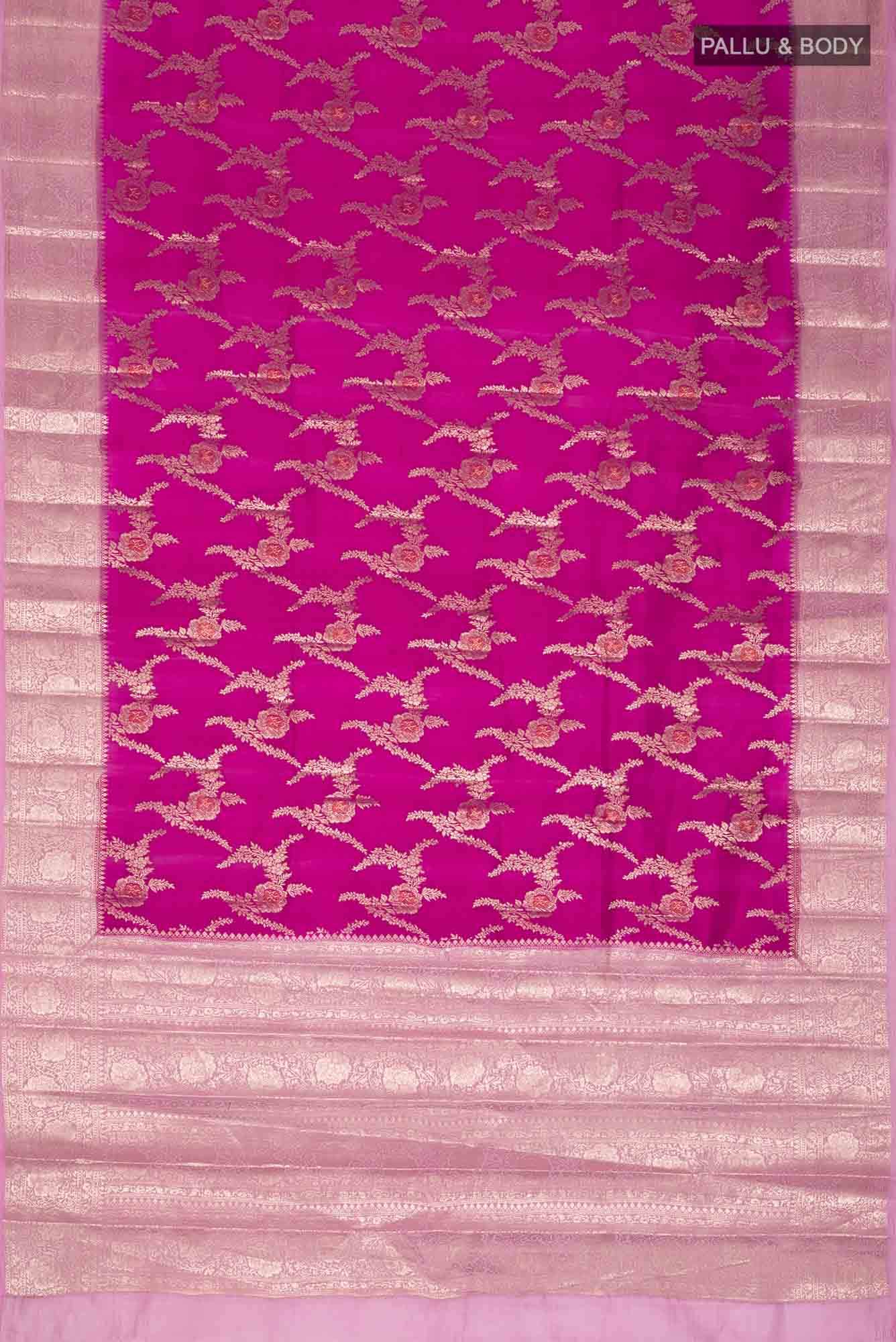 Pink Banarasi Raw Silk Saree with zari border